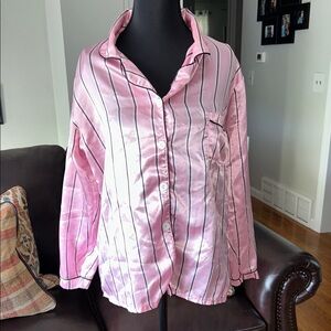 Elegant Pink Striped Women's Pajama Top